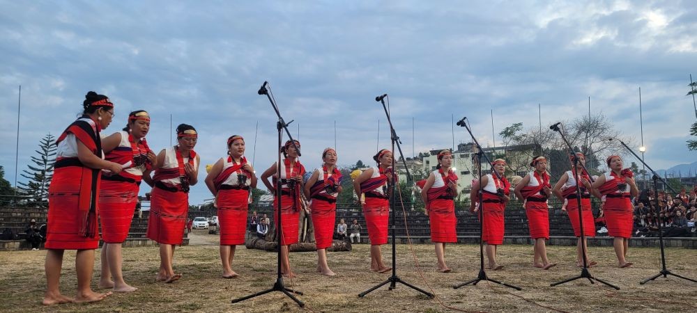 Participants at the ‘Tribal Cultural Mosaic 2023’ held at Naga Solidarity Park, Kohima on December 6.